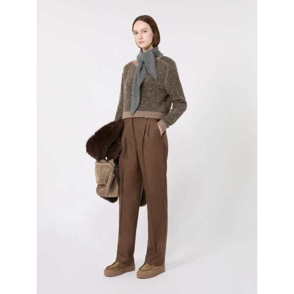 Max Mara Cropped Alpaca-Blend Sequin Jumper in Marron Glace | Sweaters | Luxury Shoes 
