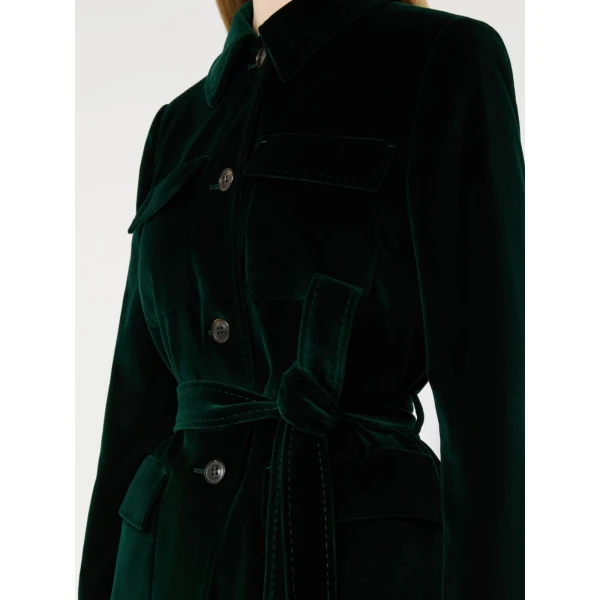 Max Mara Crusca Velvet Saharan Jacket in Green | Blazers | Luxury Shoes 