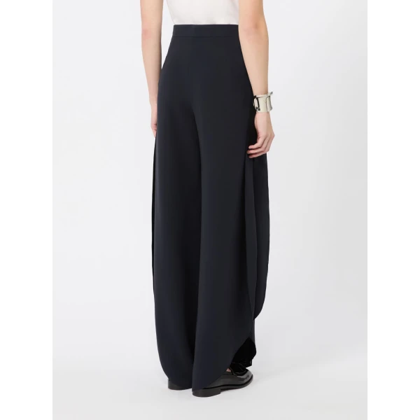 Max Mara Crusca Wide-Leg Cady Trousers in Navy | Wide leg pants | Luxury Shoes 