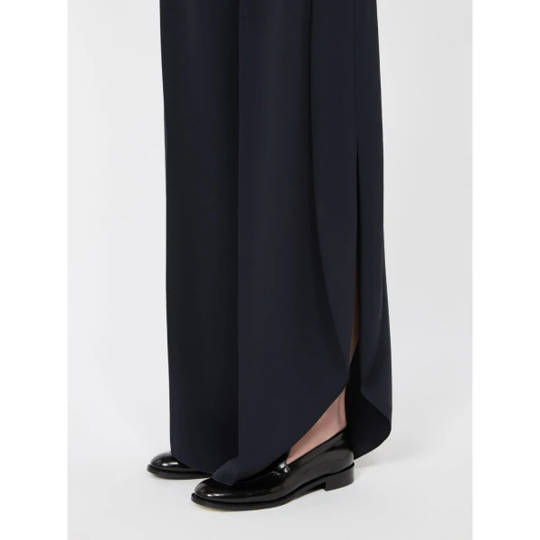 Max Mara Crusca Wide-Leg Cady Trousers in Navy | Wide leg pants | Luxury Shoes 
