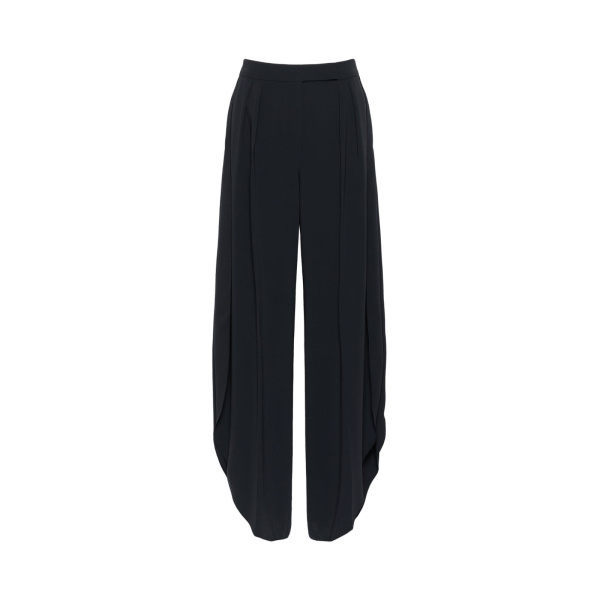 Max Mara Crusca Wide-Leg Cady Trousers in Navy | Wide leg pants | Luxury Shoes 