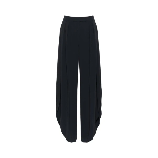 Crusca Wide-Leg Cady Trousers in Navy