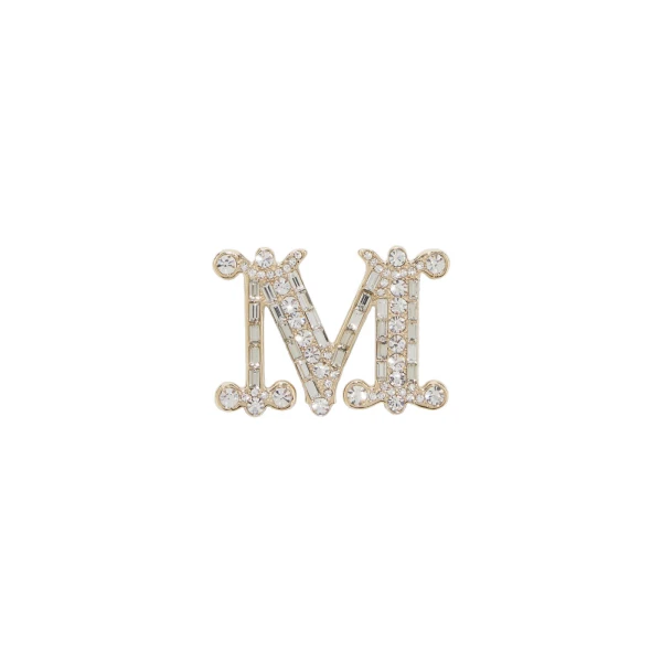 Crystal Monogram Brooch in Optical White