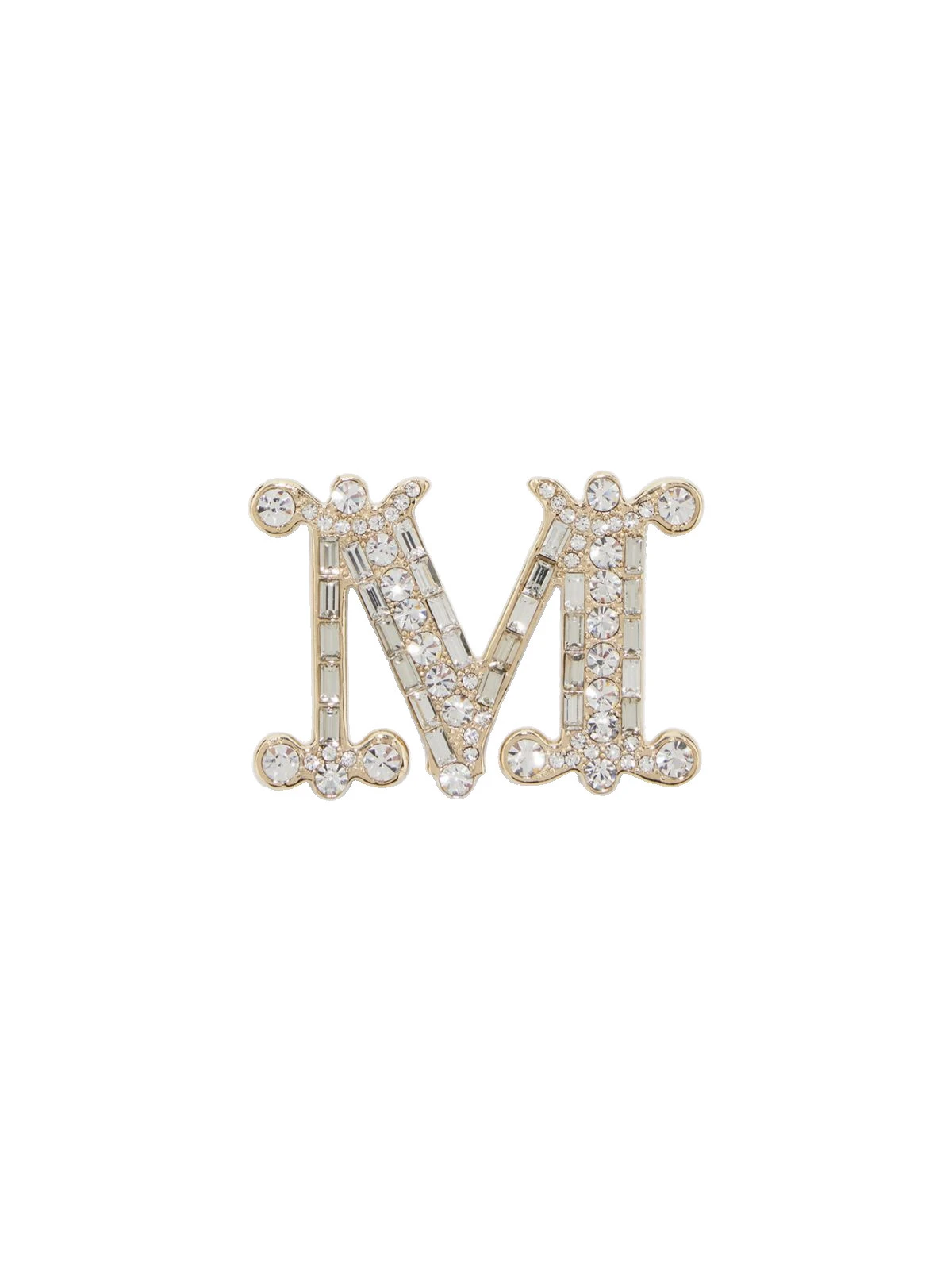 Max Mara Crystal Monogram Brooch in Optical White Max Mara Crystal Monogram Brooch in Optical White | Brooches & Pins | Luxury Shoes