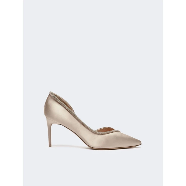 Max Mara Crystal Satin D'Orsay Court Shoes in Beige | Heels | Luxury Shoes 