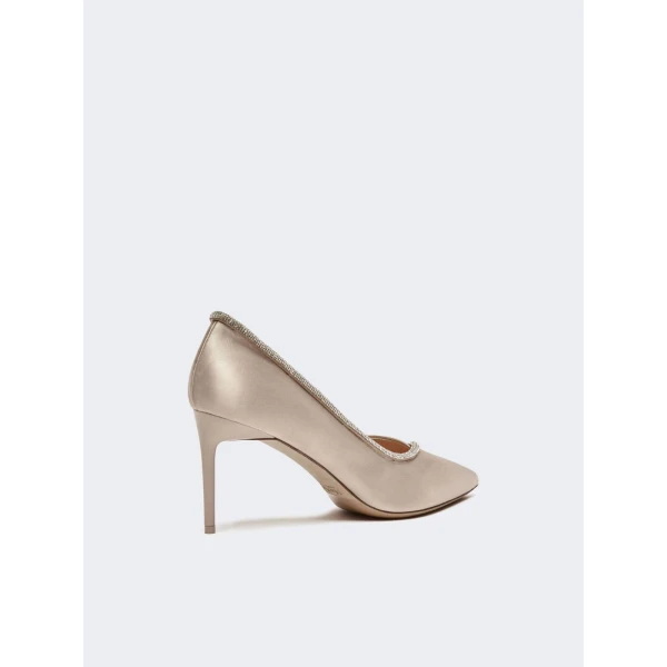 Max Mara Crystal Satin D'Orsay Court Shoes in Beige | Heels | Luxury Shoes 