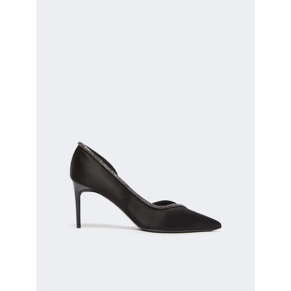 Max Mara Crystal Satin D'Orsay Court Shoes in Black | Heels | Luxury Shoes 