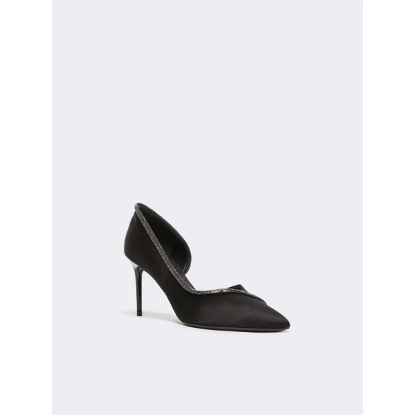 Max Mara Crystal Satin D'Orsay Court Shoes in Black | Heels | Luxury Shoes 
