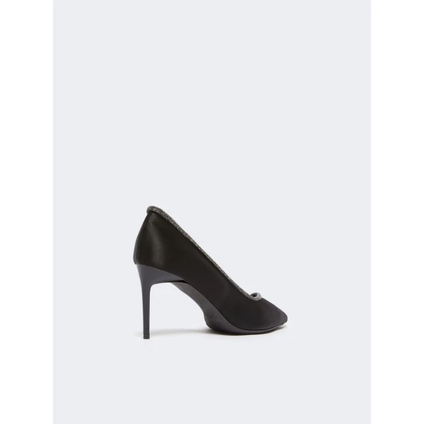 Max Mara Crystal Satin D'Orsay Court Shoes in Black | Heels | Luxury Shoes 