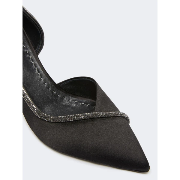 Max Mara Crystal Satin D'Orsay Court Shoes in Black | Heels | Luxury Shoes 