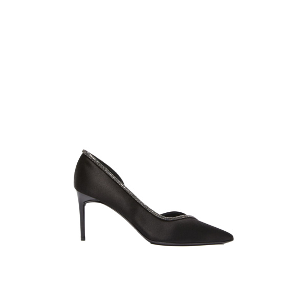 Max Mara Crystal Satin D'Orsay Court Shoes in Black | Heels | Luxury Shoes 