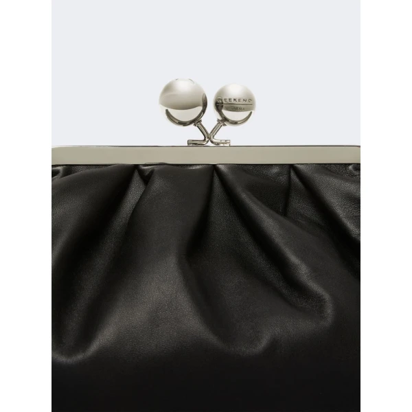 Max Mara Cubico Medium Nappa Pasticcino Bag in Black | Clutch Bags | Luxury Shoes 