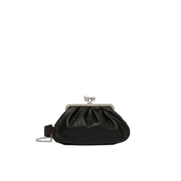 Max Mara Cubico Medium Nappa Pasticcino Bag in Black | Clutch Bags | Luxury Shoes 