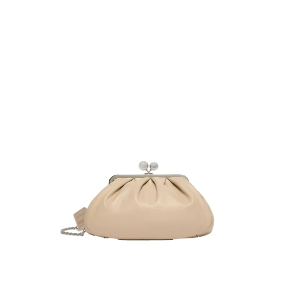 Max Mara Cubico Medium Nappa Pasticcino Bag in Natural | Clutch Bags | Luxury Shoes 