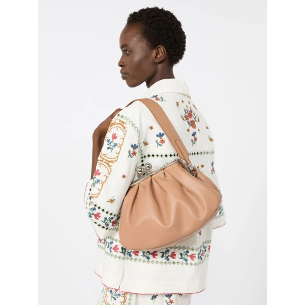 Max Mara Cubico Medium Nappa Pasticcino Bag in Nude | Clutch Bags | Luxury Shoes 