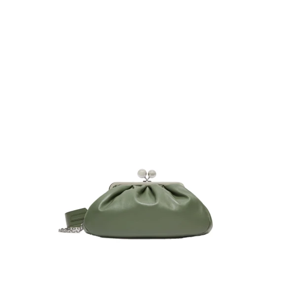 Max Mara Cubico Medium Nappa Pasticcino Bag in Sage Green | Clutch Bags | Luxury Shoes 