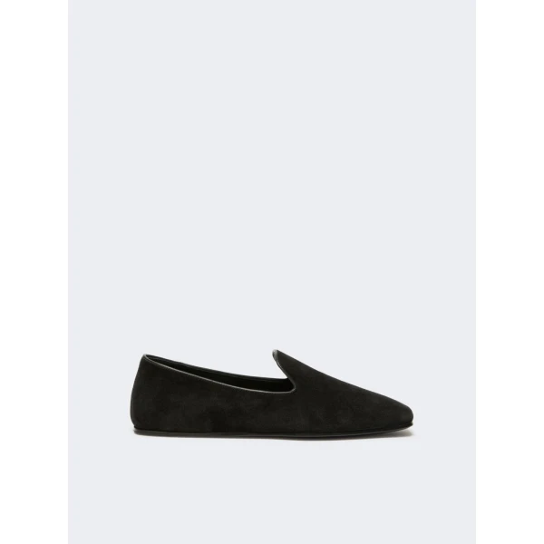 Max Mara Cupola Suede Friulian Shoes in Dark Grey | Flats | Luxury Shoes 