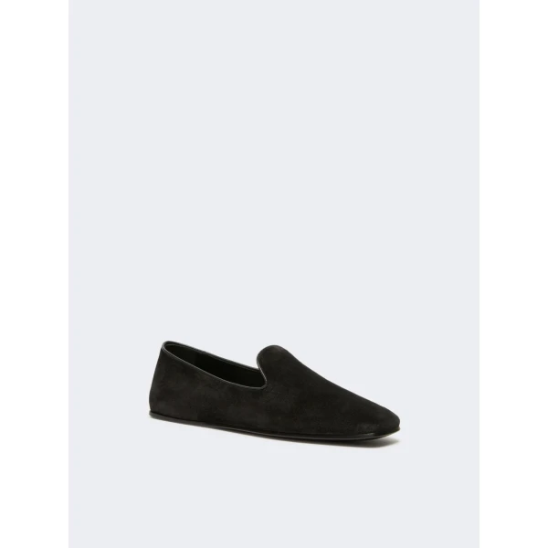 Max Mara Cupola Suede Friulian Shoes in Dark Grey | Flats | Luxury Shoes 
