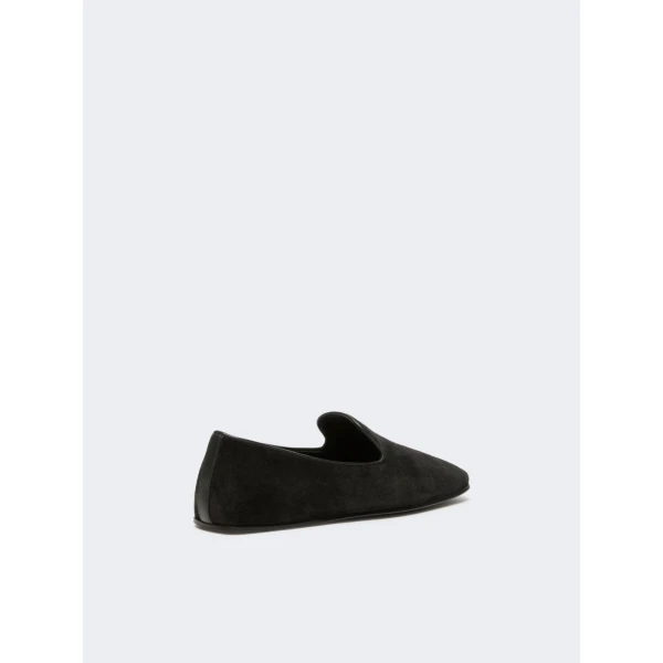 Max Mara Cupola Suede Friulian Shoes in Dark Grey | Flats | Luxury Shoes 