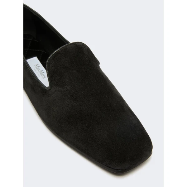 Max Mara Cupola Suede Friulian Shoes in Dark Grey | Flats | Luxury Shoes 