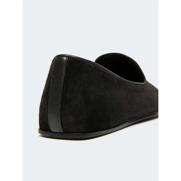 Max Mara Cupola Suede Friulian Shoes in Dark Grey | Flats | Luxury Shoes 
