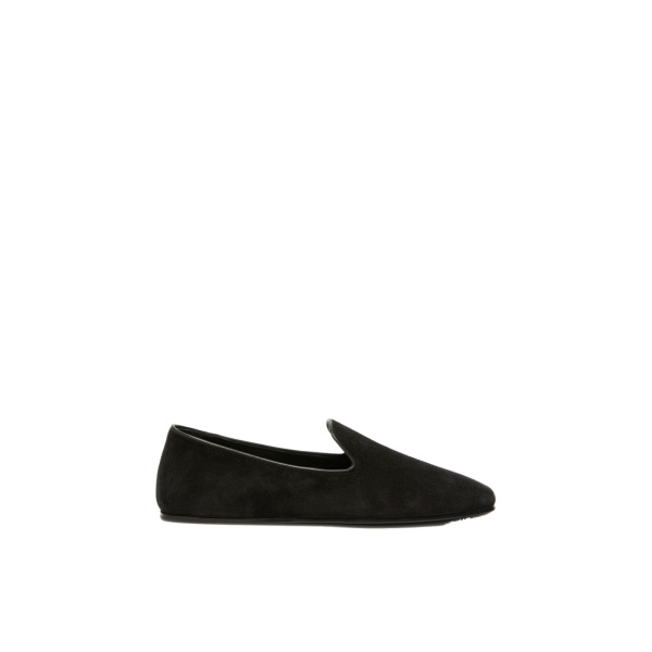Max Mara Cupola Suede Friulian Shoes in Dark Grey | Flats | Luxury Shoes 