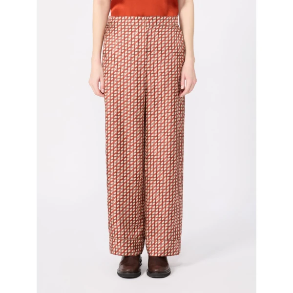 Max Mara Dalmata Printed Silk Twill Trousers in Orange | Tailored pants | Luxury Shoes 
