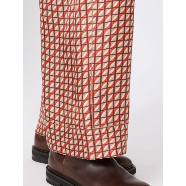 Max Mara Dalmata Printed Silk Twill Trousers in Orange | Tailored pants | Luxury Shoes 