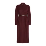 Max Mara Dalmata Wool Flannel Shirt Dress in Wine | Shirtdress | Luxury Shoes 