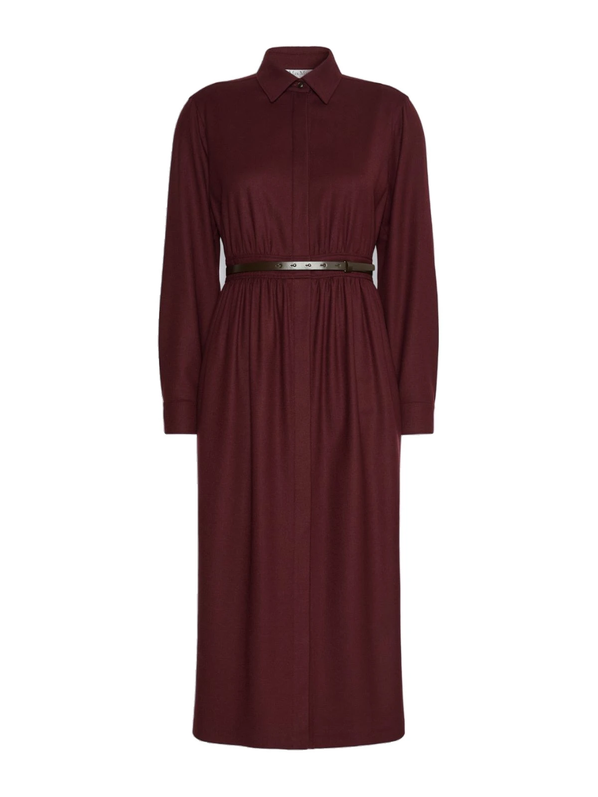 Max Mara Dalmata Wool Flannel Shirt Dress in Wine Max Mara Dalmata Wool Flannel Shirt Dress in Wine | Shirtdress | Luxury Shoes
