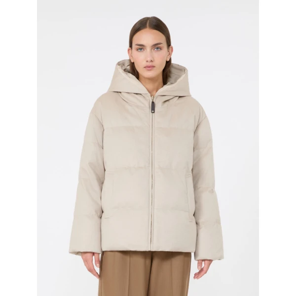 Max Mara Dama Reversible Camel Puffer Jacket in Albino White | Jackets | Luxury Shoes 