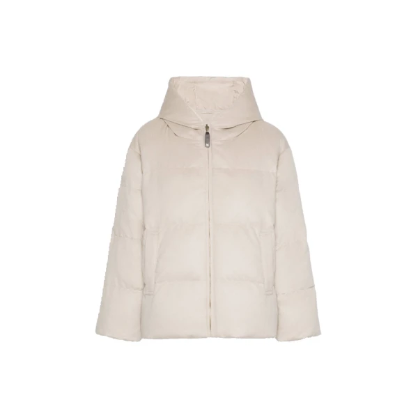 Dama Reversible Camel Puffer Jacket in Albino White