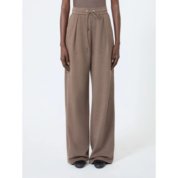 Max Mara Dancing Jersey Wide-Leg Trousers in Mud | Wide leg pants | Luxury Shoes 