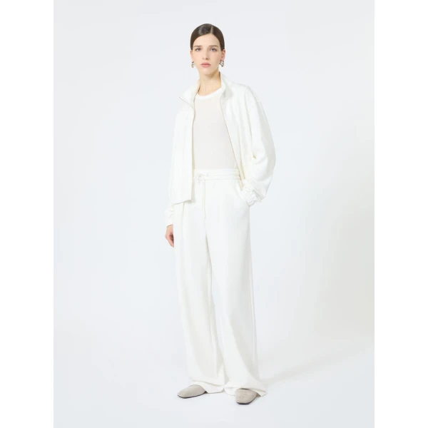 Max Mara Dancing Jersey Wide-Leg Trousers in White | Wide leg pants | Luxury Shoes 
