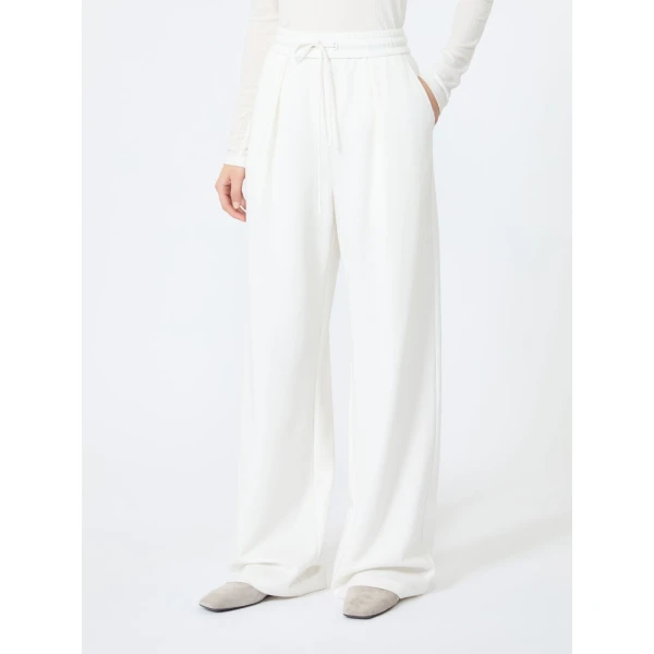 Max Mara Dancing Jersey Wide-Leg Trousers in White | Wide leg pants | Luxury Shoes 
