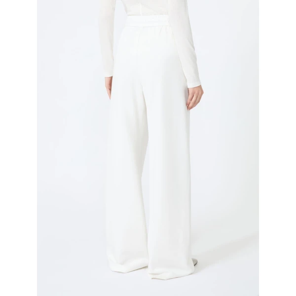 Max Mara Dancing Jersey Wide-Leg Trousers in White | Wide leg pants | Luxury Shoes 