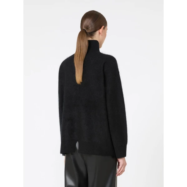 Max Mara Danza Brushed Wool Polo-Neck Sweater in Black | Turtlenecks | Luxury Shoes 