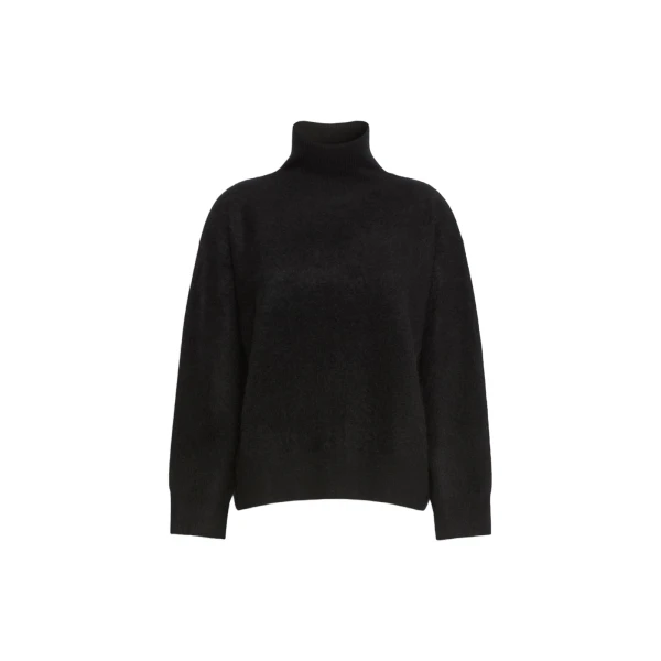 Max Mara Danza Brushed Wool Polo-Neck Sweater in Black | Turtlenecks | Luxury Shoes 