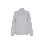 Max Mara Danza Brushed Wool Polo-Neck Sweater in Medium Grey | Turtlenecks | Luxury Shoes 