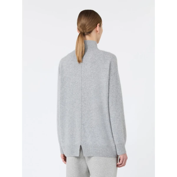 Max Mara Danza Brushed Wool Polo-Neck Sweater in Medium Grey | Turtlenecks | Luxury Shoes 