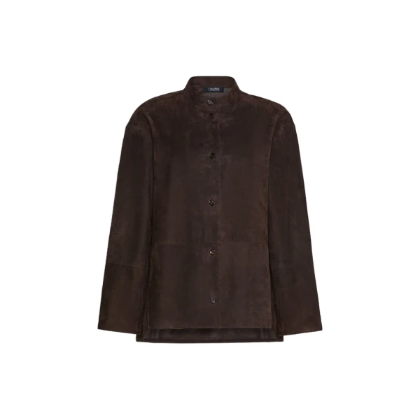 Danzante Suede Mandarin-Neck Jacket in Brown