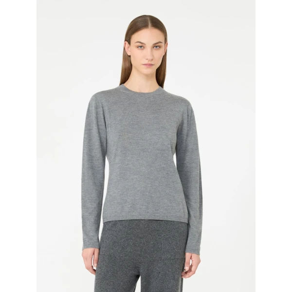Max Mara Darsena Cashmere Crew-Neck Sweater in Medium Grey | Sweaters | Luxury Shoes 