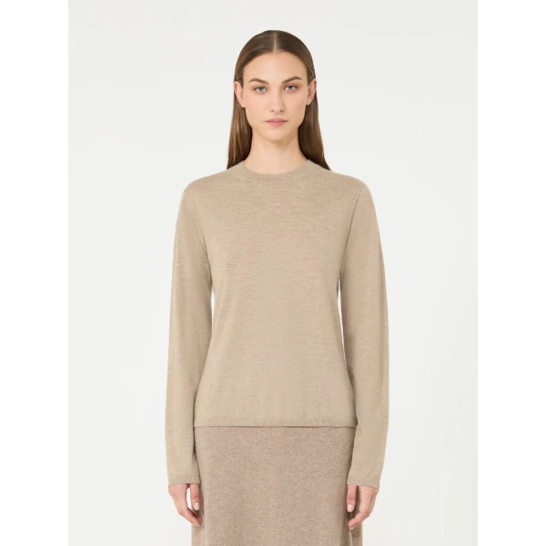 Max Mara Darsena Cashmere Crew-Neck Sweater in Sand | Sweaters | Luxury Shoes 