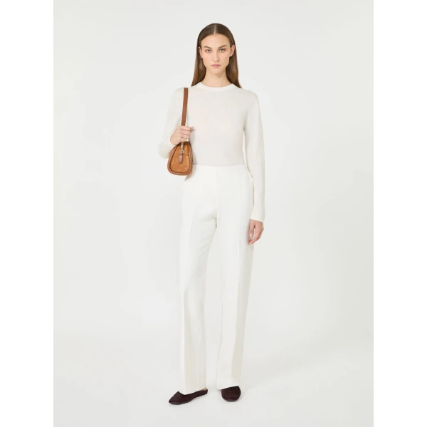 Max Mara Darsena Cashmere Crew-Neck Sweater in White | Sweaters | Luxury Shoes 
