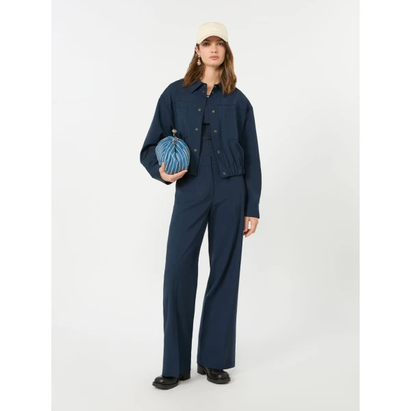 Max Mara Decano Short Wool Cloth Jacket in Navy | Blazers | Luxury Shoes 