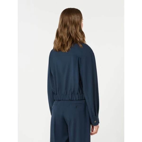 Max Mara Decano Short Wool Cloth Jacket in Navy | Blazers | Luxury Shoes 