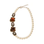 Max Mara Deco Necklace with Pearls and Gemstones in Gold | Necklace | Luxury Shoes 
