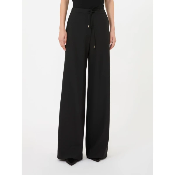 Max Mara Denaro Wool Drawstring Trousers in Black | Wide leg pants | Luxury Shoes 
