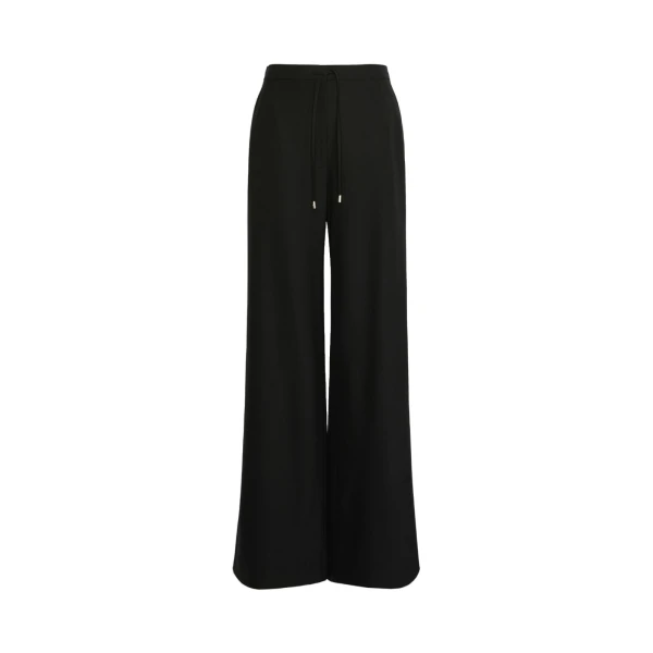 Max Mara Denaro Wool Drawstring Trousers in Black | Wide leg pants | Luxury Shoes 