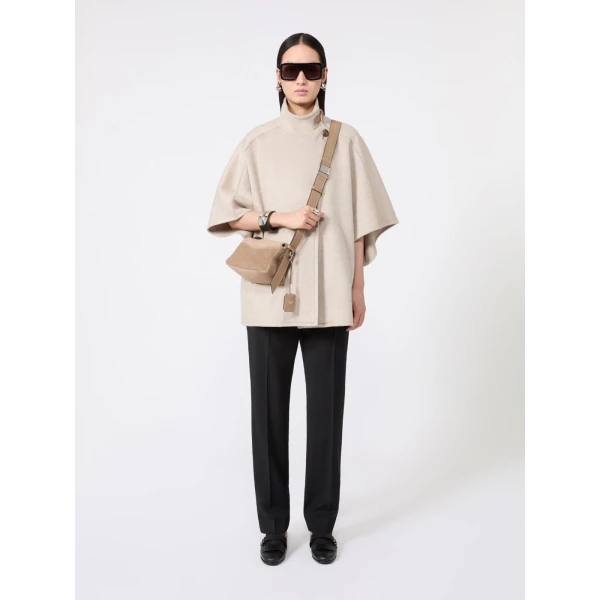 Max Mara Derrik Oversized Cashmere Drap Cape in Stone Grey | Coats | Luxury Shoes 